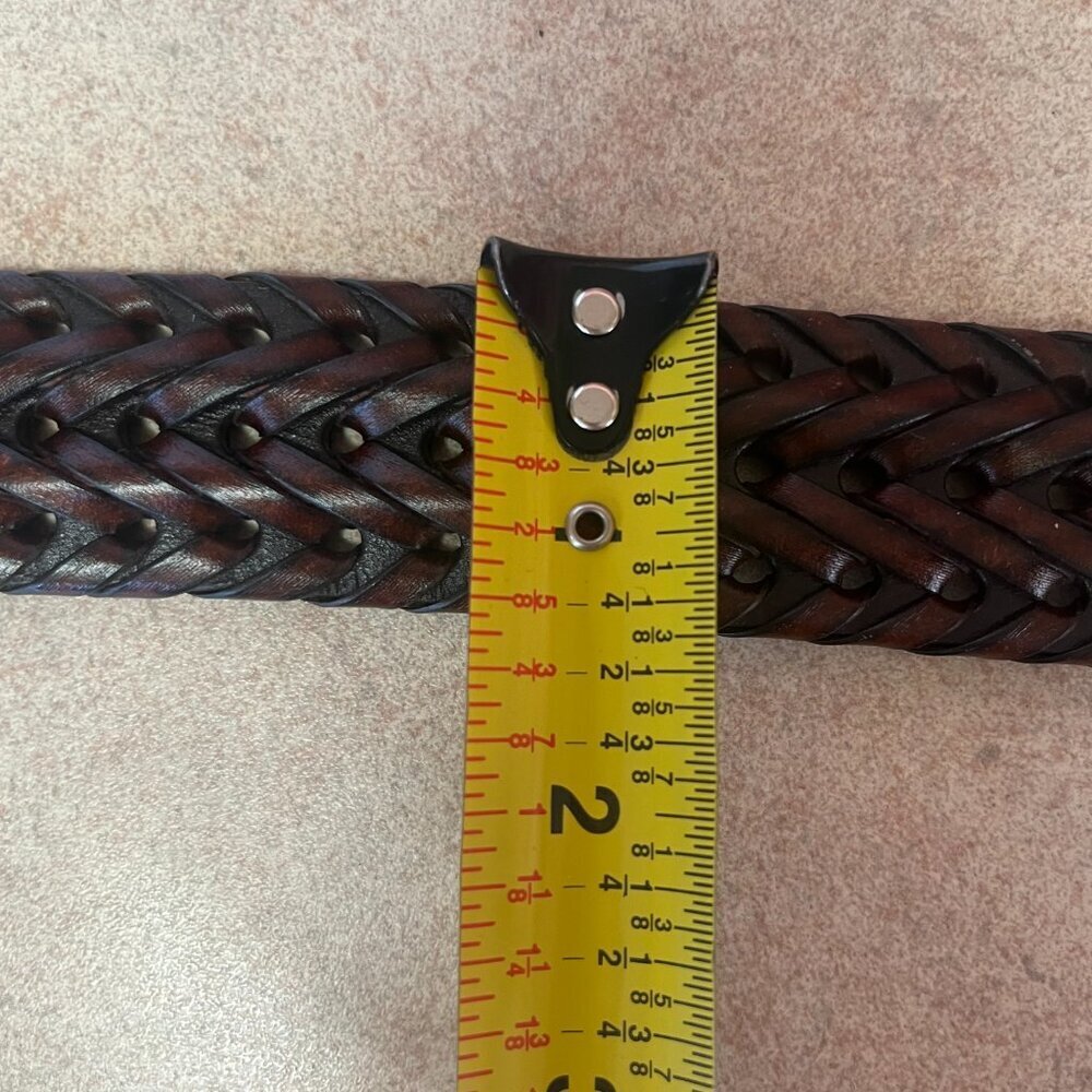 Dockers Braided Woven Brown Leather Western Belt Unisex - Picture 8 of 9